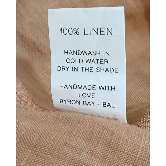 Free the label womens small high waist handmade 100% linen shorts nutmeg - Picture 7 of 7